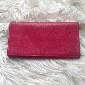 Longchamp Long Pink Leather Check Wallet